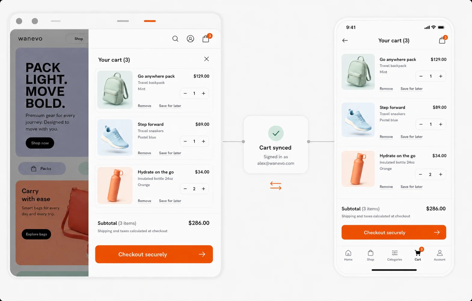 Cart across web and app